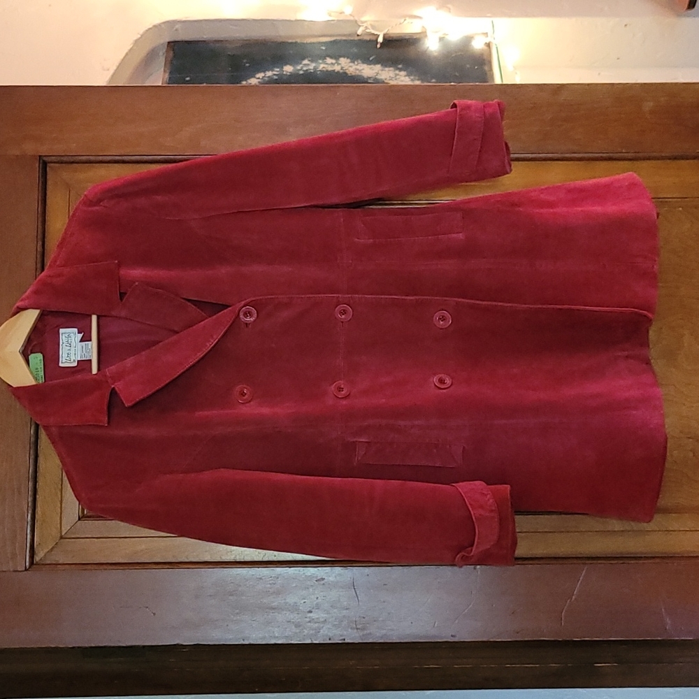 Live a Little Red Velvet Double-Breasted Coat